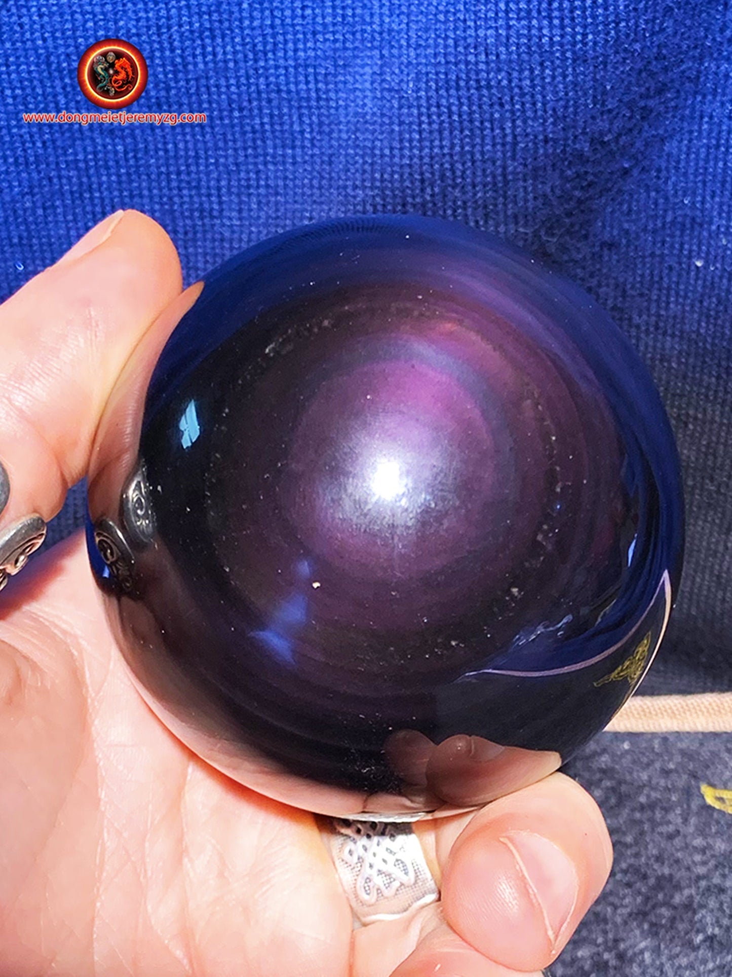 sphère en obsidienne oeil celeste de qualité A+. 0.488 kg 22.61cm de circonférence 7.20 cm de diamètre - obsidian dragon