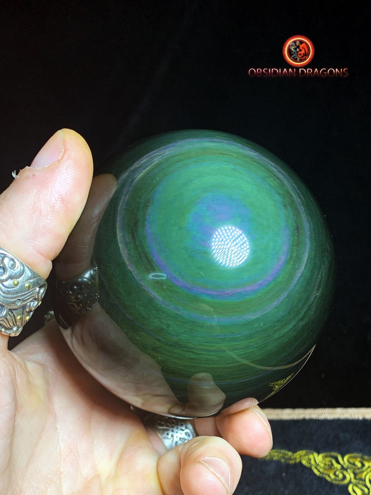 Grande sphère en obsidienne œil céleste - Unique - 9cm