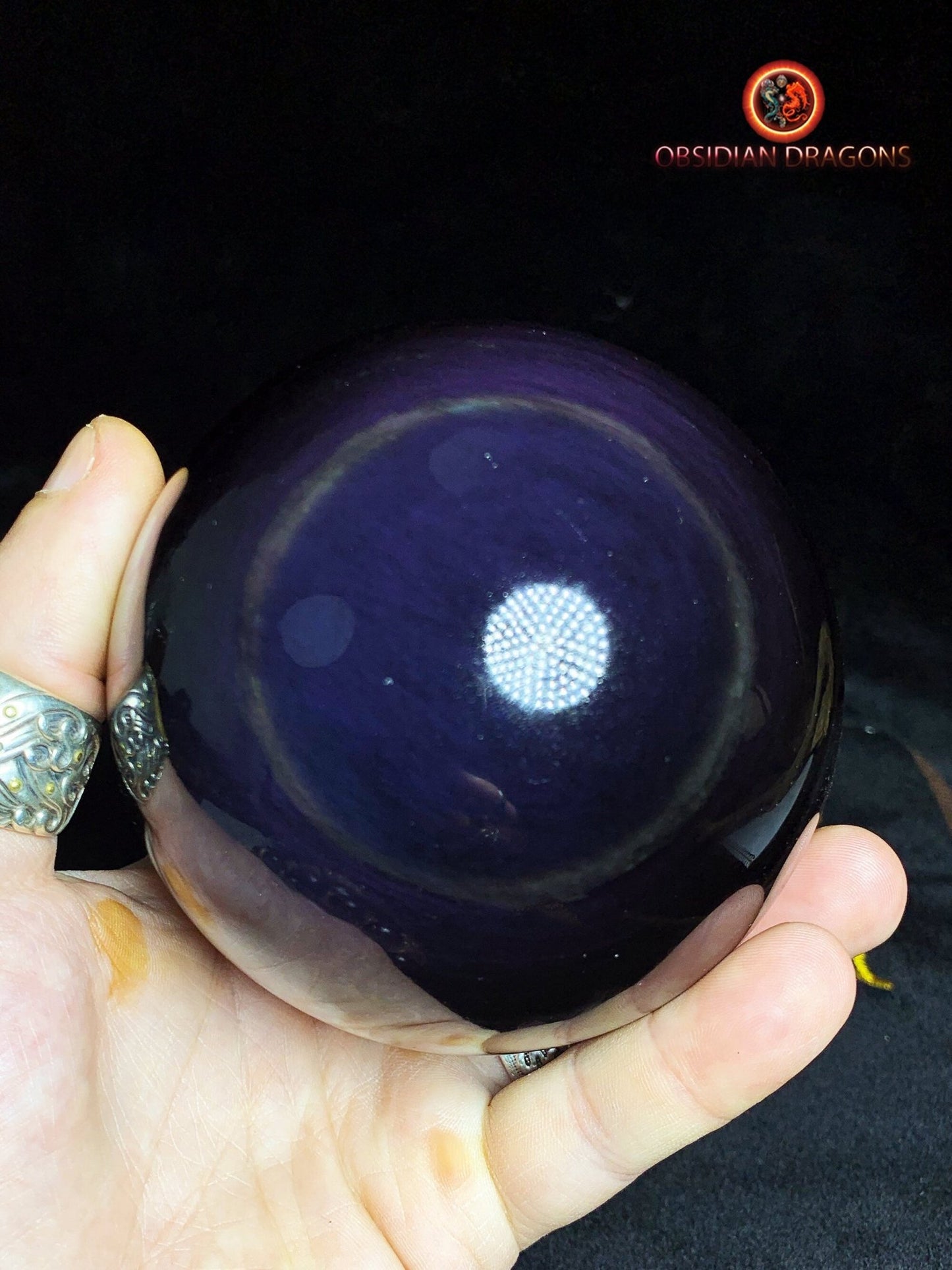 Grande sphère en obsidienne œil céleste - Unique - 10cm