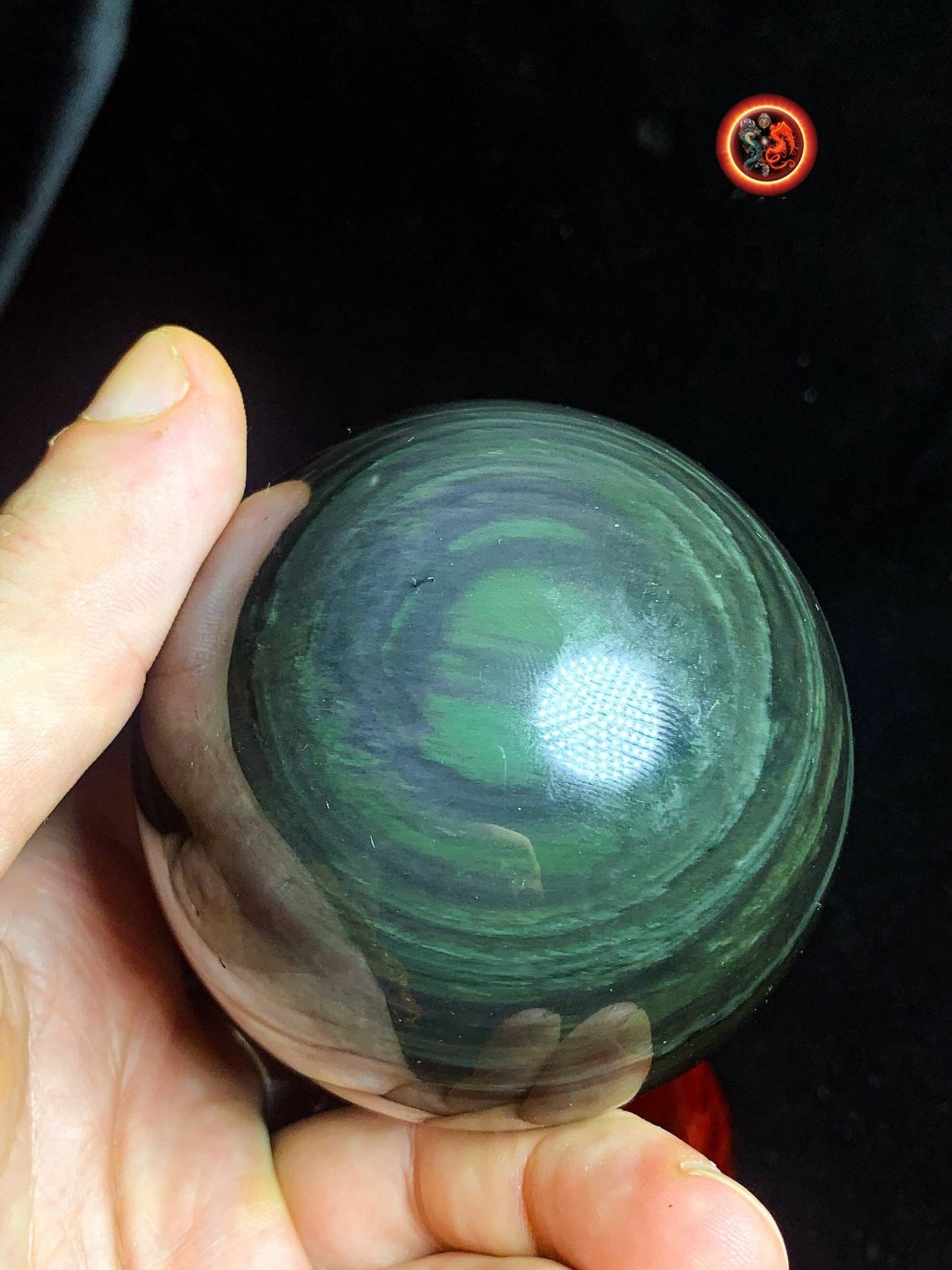 sphère en obsidienne oeil celeste de qualité A+. Mexique. Naturelle, travail exceptionnel 0.493 kg 7.19 cm de diamètre - obsidian dragon