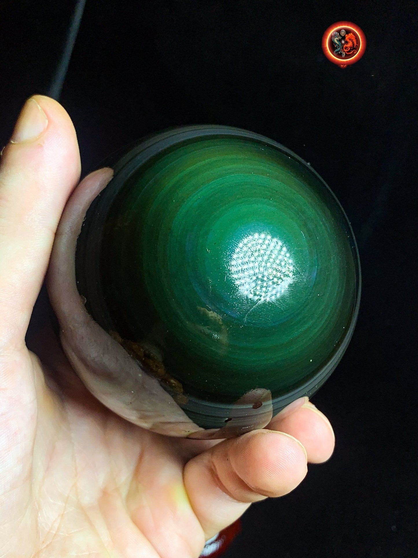 sphère en obsidienne oeil celeste de qualité A+. Mexique. Naturelle, travail exceptionnel 0.715 kg 8.10 cm de diamètre - obsidian dragon