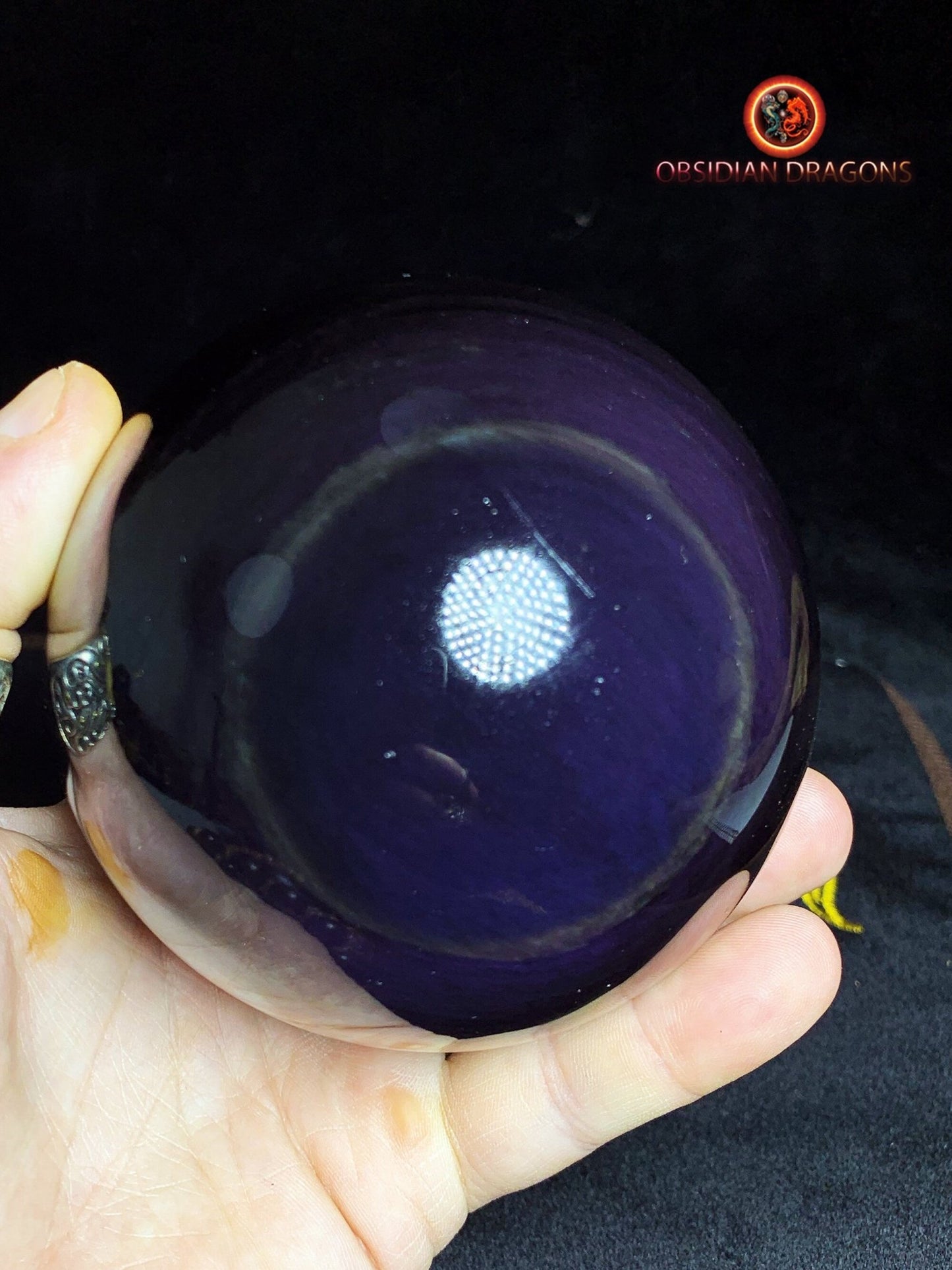 Grande sphère en obsidienne œil céleste - Unique - 10cm