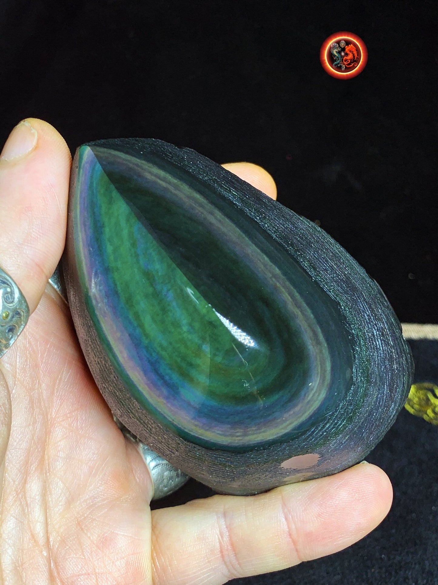 obsidienne oeil celeste, forme libre. Semi brute. 92/64/52 mm 0,387 kg. - obsidian dragon