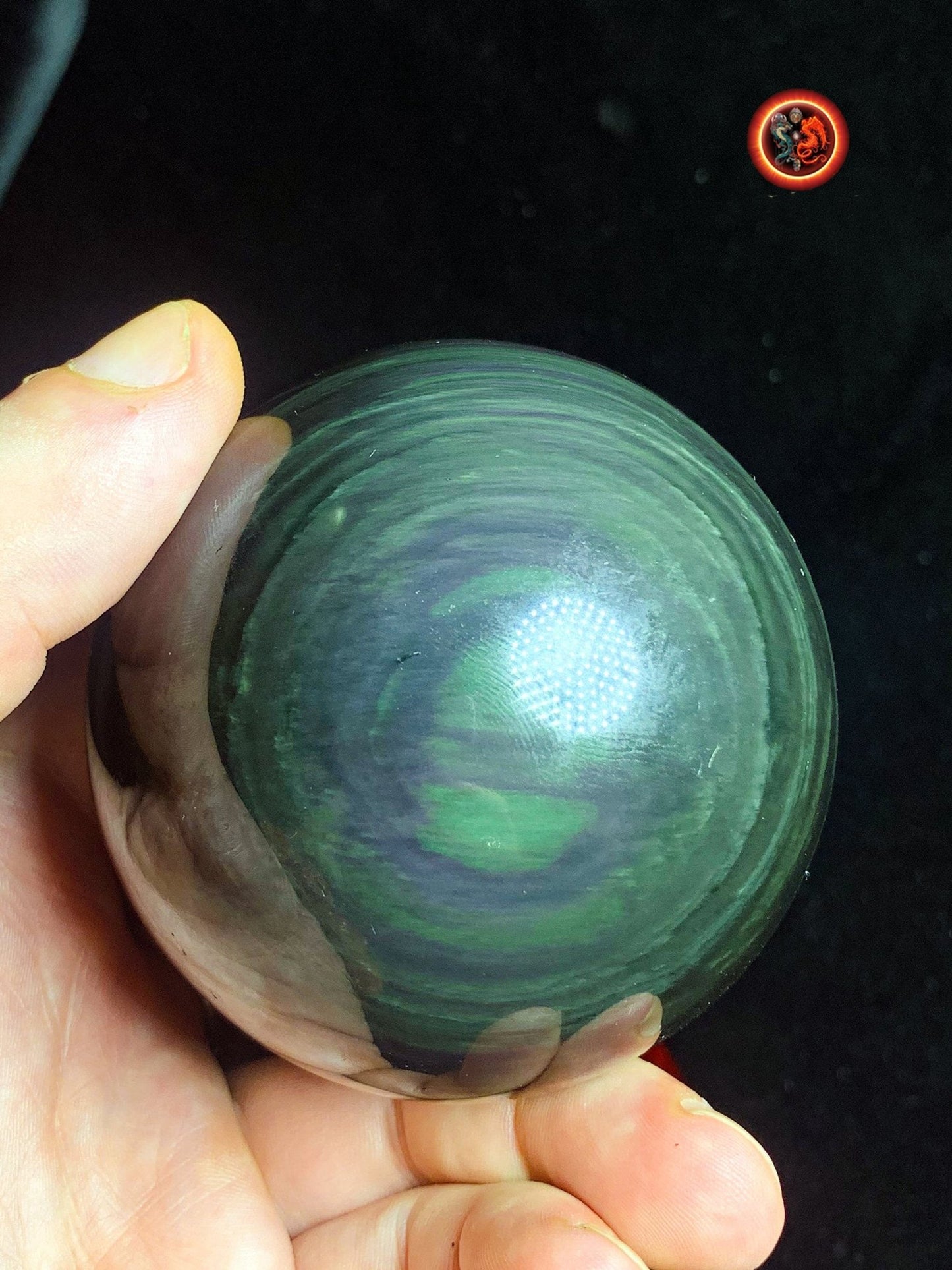 sphère en obsidienne oeil celeste de qualité A+. Mexique. Naturelle, travail exceptionnel 0.493 kg 7.19 cm de diamètre - obsidian dragon