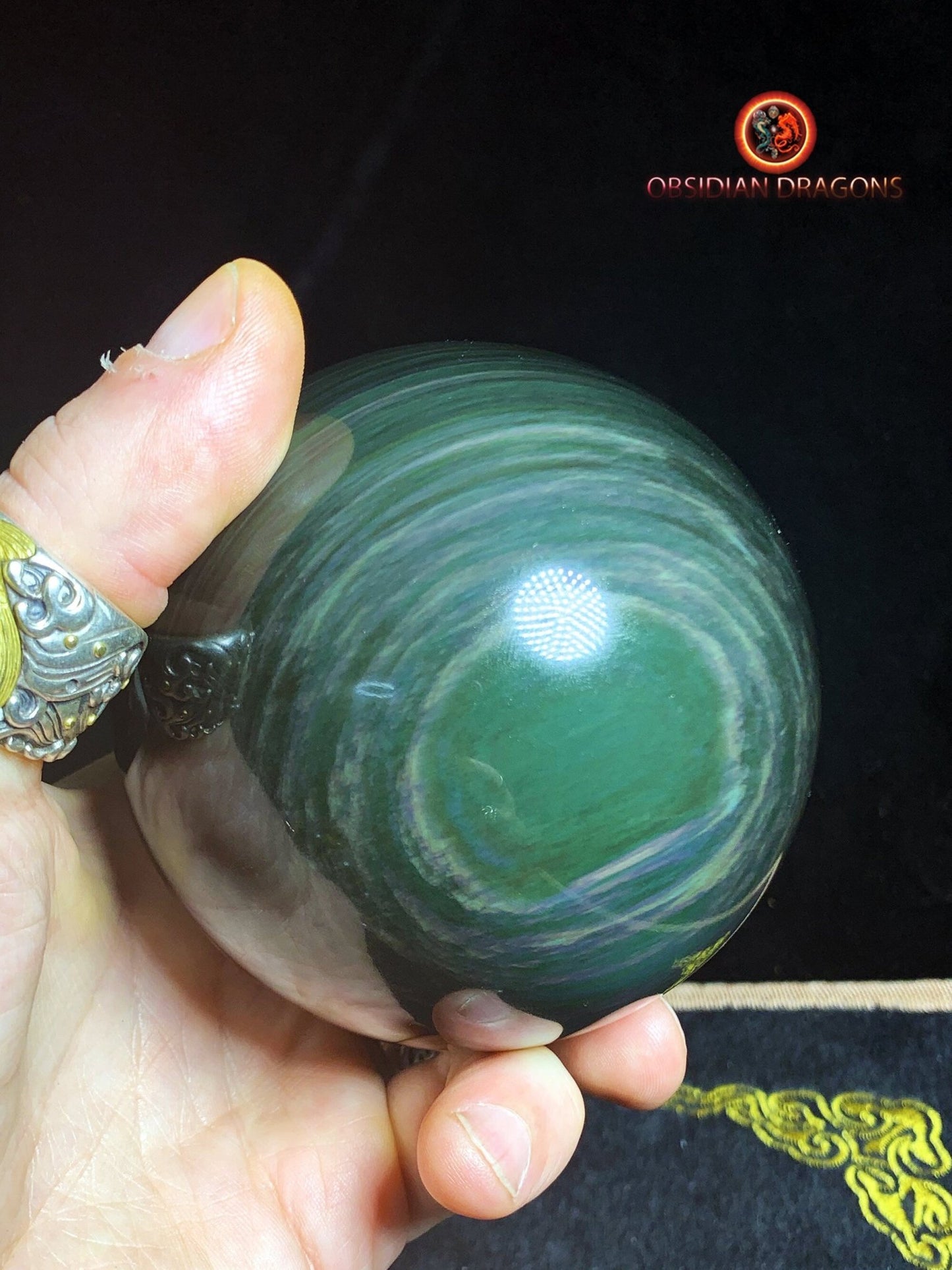 Grande sphère en obsidienne œil céleste - Unique - 9cm