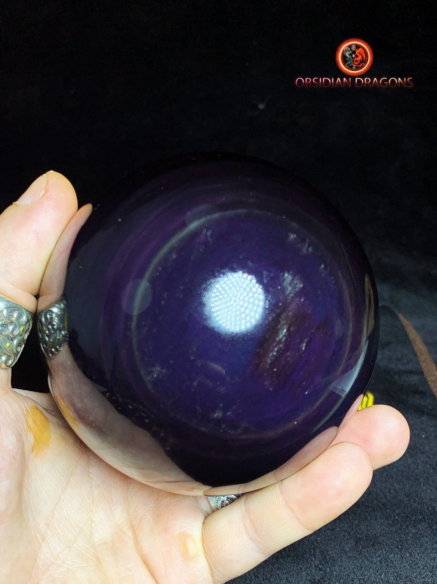 Grande sphère en obsidienne œil céleste - Unique - 10cm