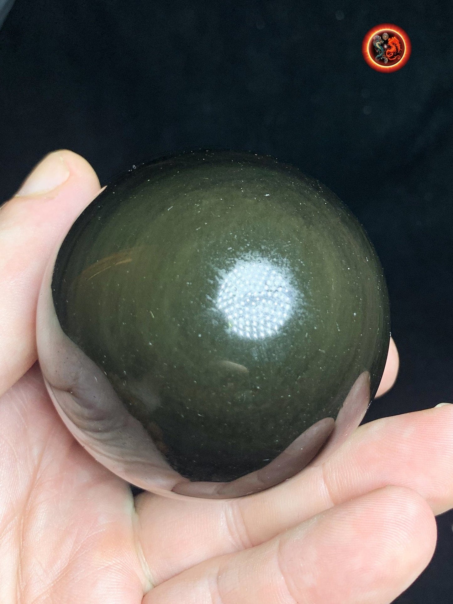 sphère en obsidienne oeil celeste, mentohuichol de qualité A+. Mexique. Naturelle, travail exceptionnel 0.258 kg 5.73 cm de diamètre - obsidian dragon