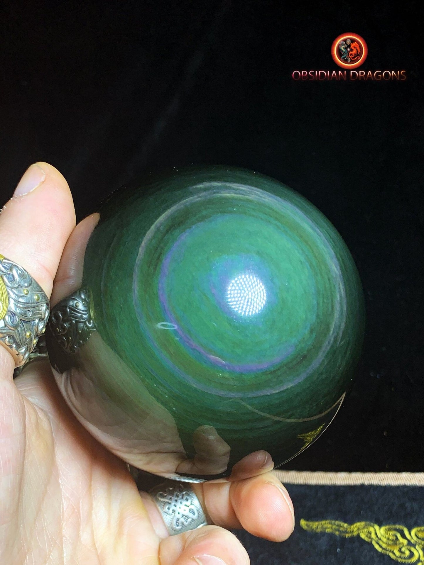 Grande sphère en obsidienne œil céleste - Unique - 9cm