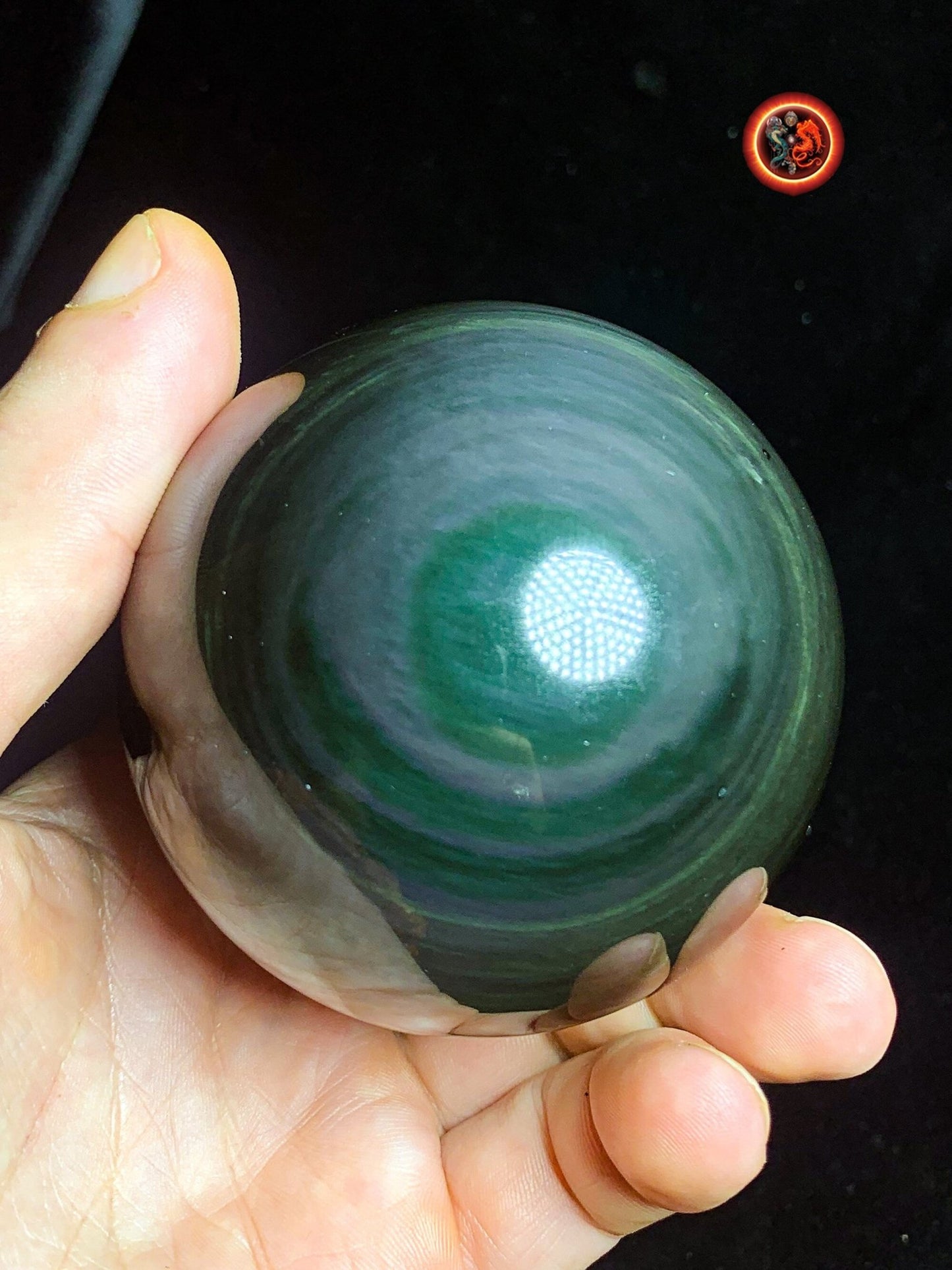 sphère en obsidienne oeil celeste de qualité A+. Mexique. Naturelle, travail exceptionnel 0.493 kg 7.19 cm de diamètre - obsidian dragon