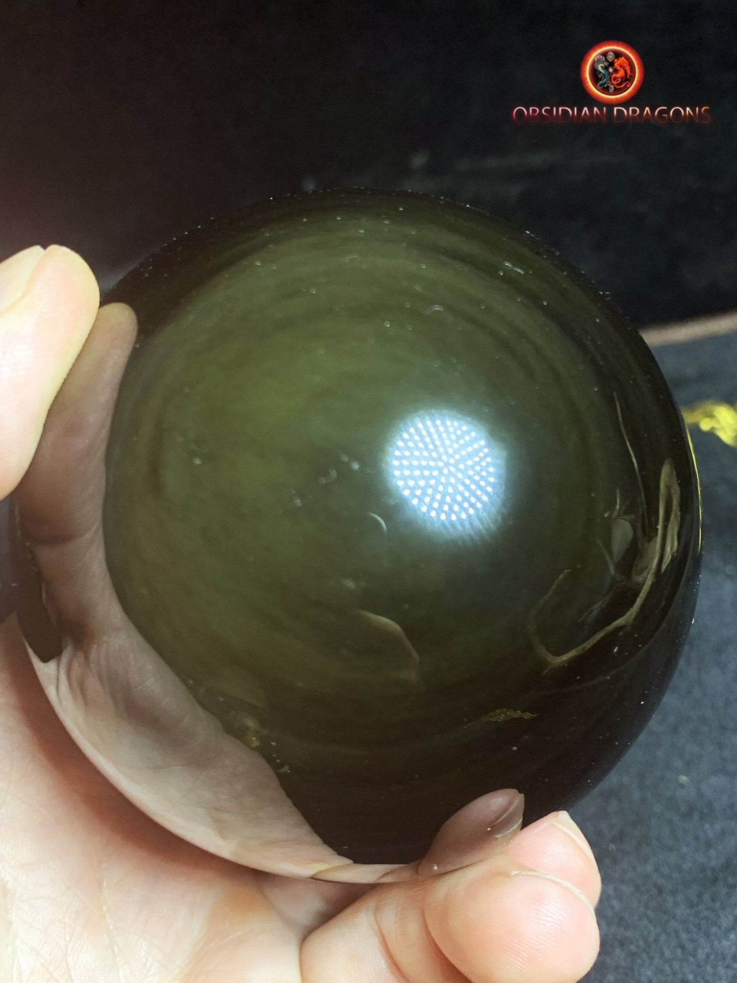 Sphère en obsidienne œil céleste - Unique - 8,20 cm