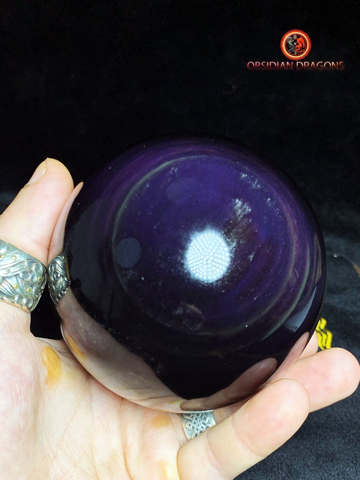 Grande sphère en obsidienne œil céleste - Unique - 10cm