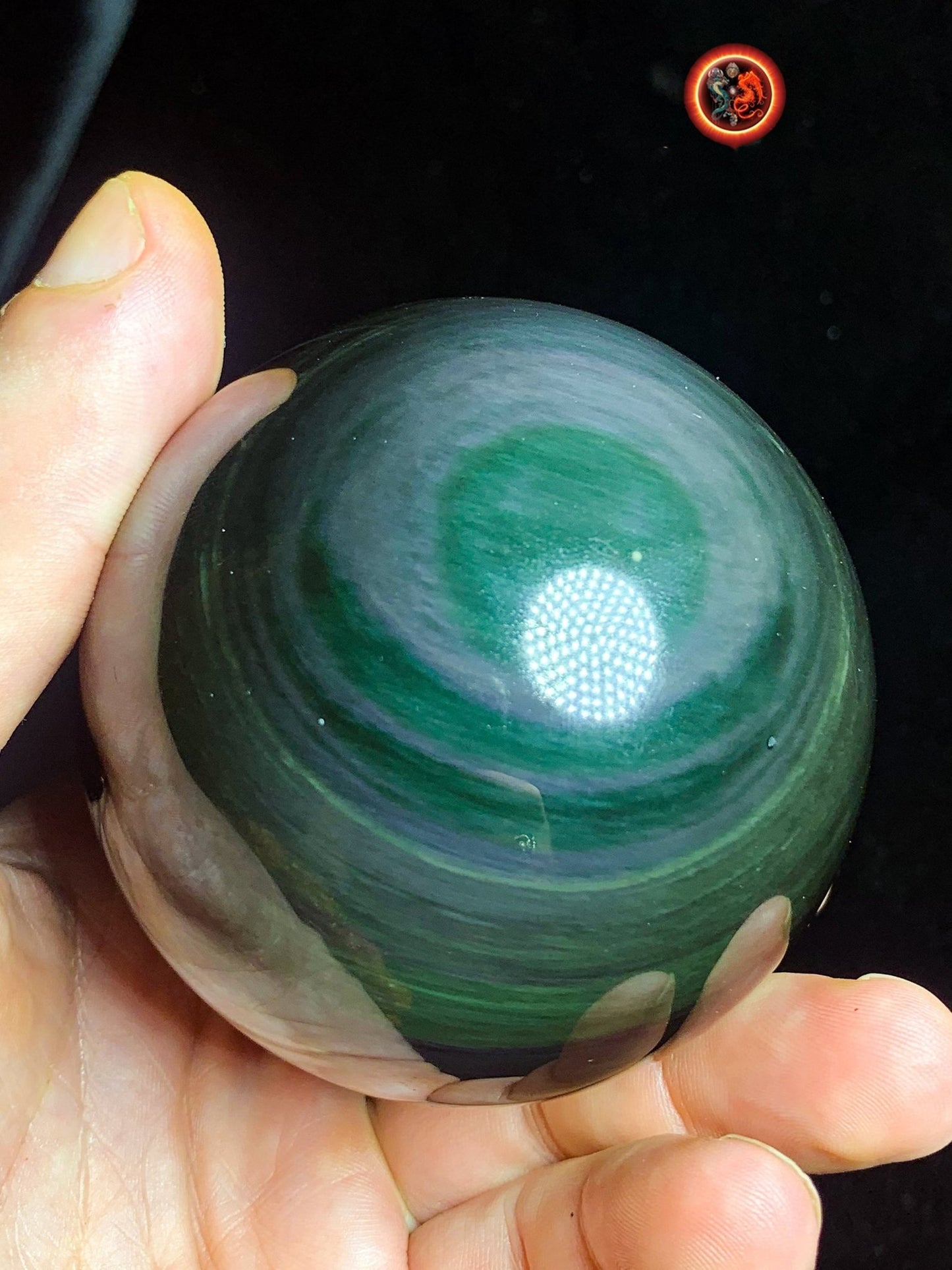 sphère en obsidienne oeil celeste de qualité A+. Mexique. Naturelle, travail exceptionnel 0.493 kg 7.19 cm de diamètre - obsidian dragon