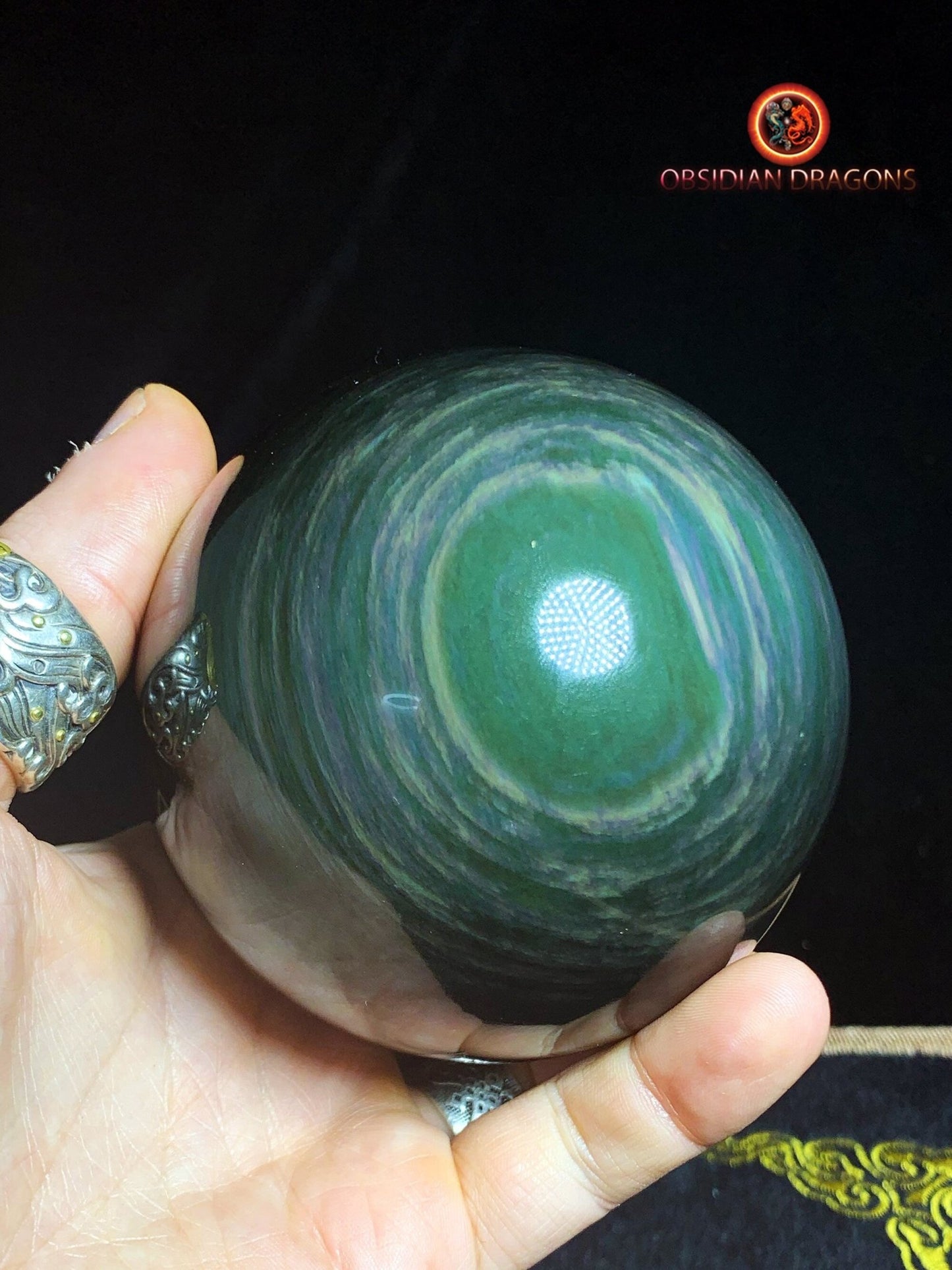 Grande sphère en obsidienne œil céleste - Unique - 9cm
