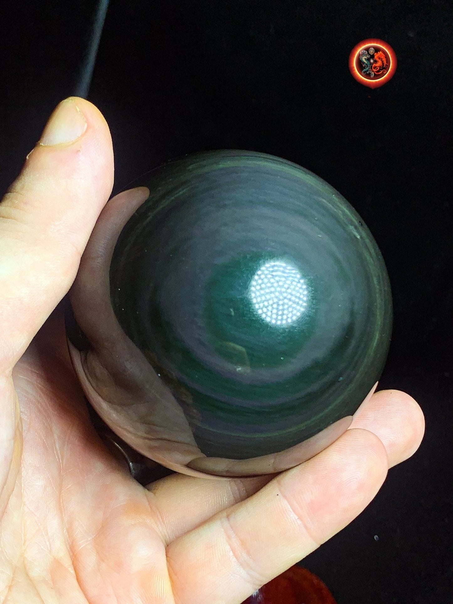 sphère en obsidienne oeil celeste de qualité A+. Mexique. Naturelle, travail exceptionnel 0.493 kg 7.19 cm de diamètre - obsidian dragon