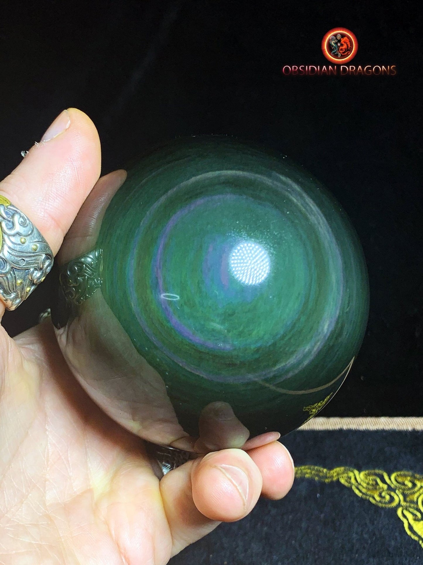 Grande sphère en obsidienne œil céleste - Unique - 9cm