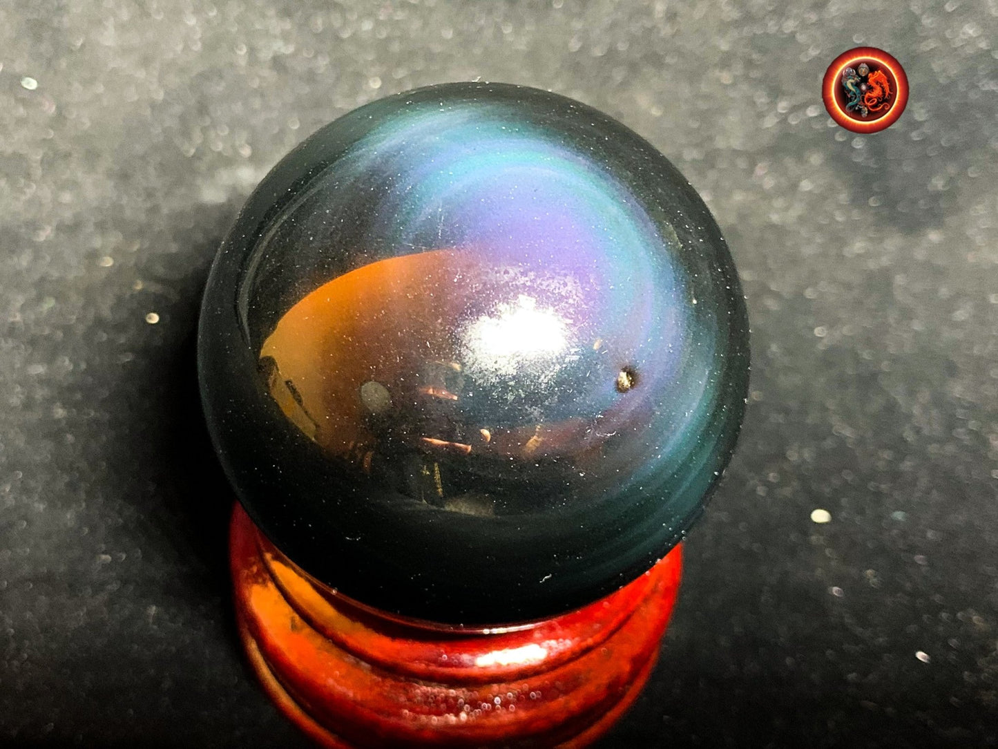 sphère en obsidienne oeil celeste de qualité A+. Mexique. Naturelle, travail exceptionnel 0.207 kg 5.35 cm de diamètre - obsidian dragon