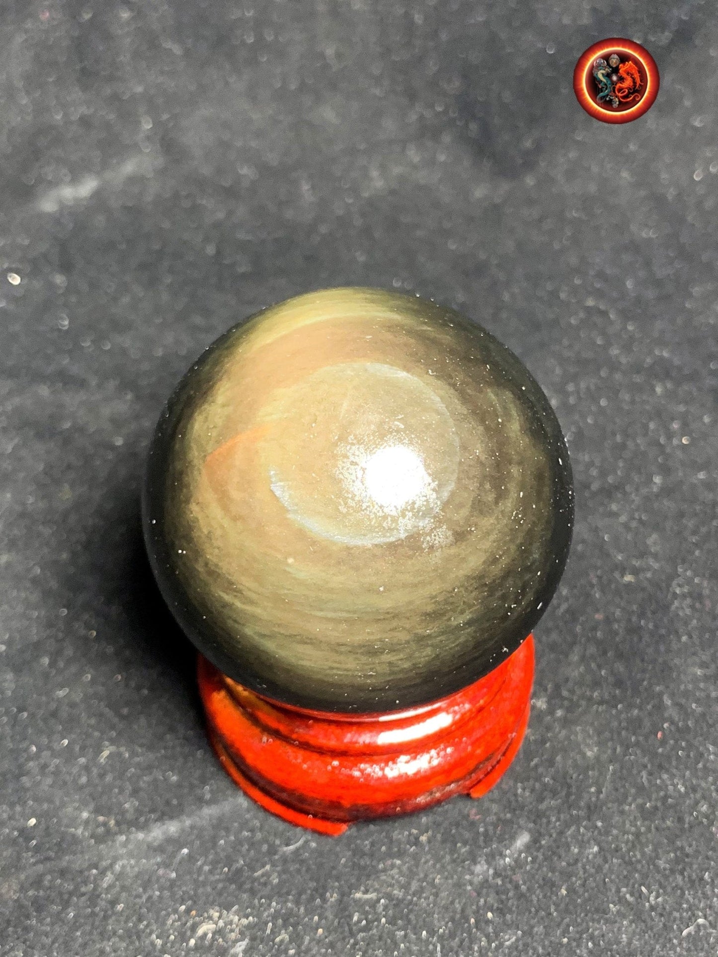 sphère en obsidienne oeil celeste, mentohuichol de qualité A+. Mexique. Naturelle, travail exceptionnel 0.258 kg 5.73 cm de diamètre - obsidian dragon