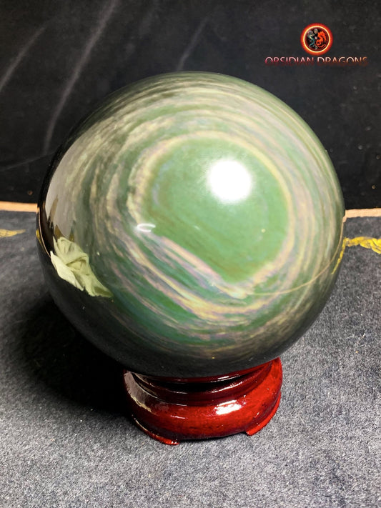 Grande sphère en obsidienne œil céleste - Unique - 9cm