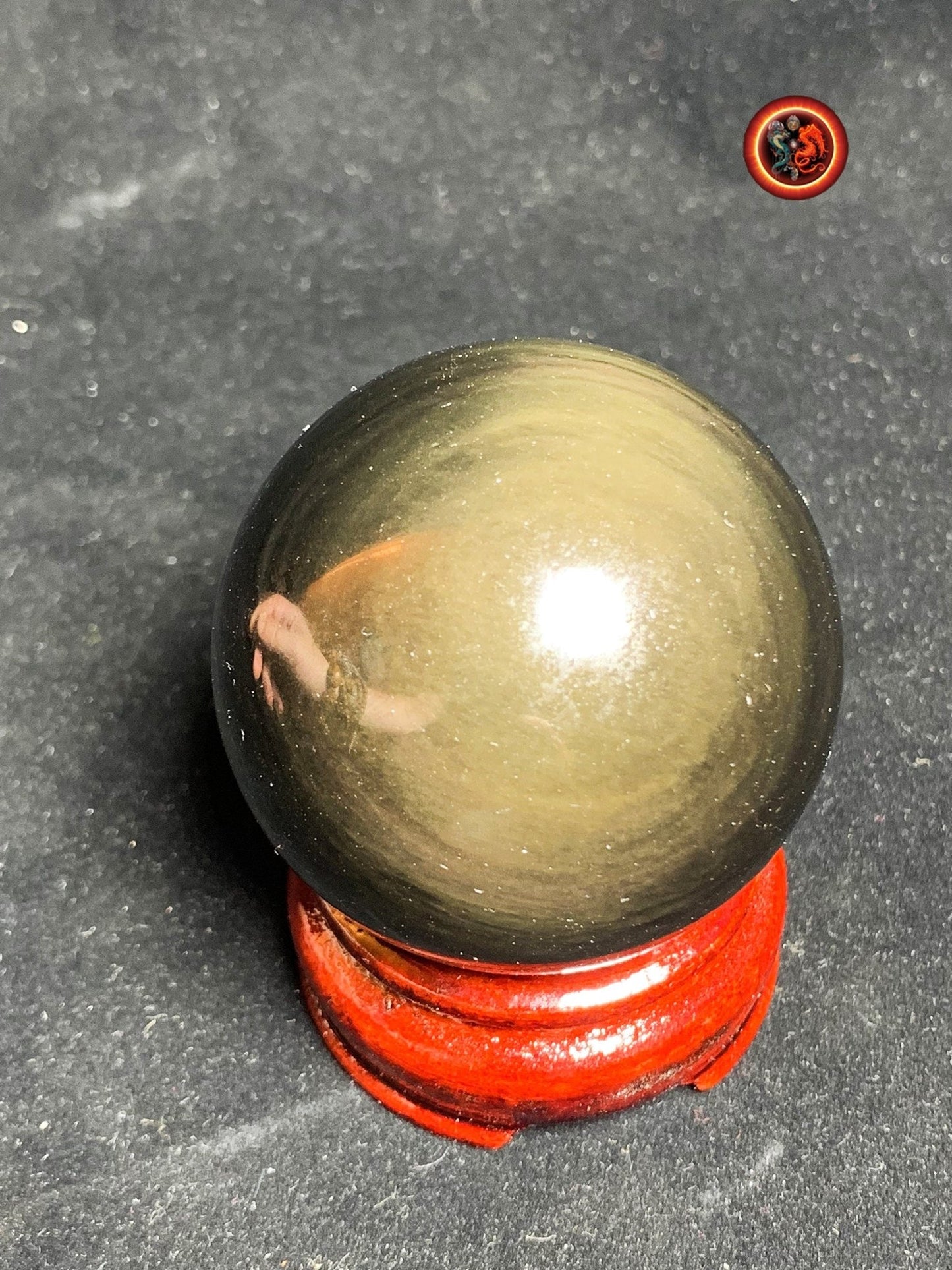 sphère en obsidienne oeil celeste, mentohuichol de qualité A+. Mexique. Naturelle, travail exceptionnel 0.258 kg 5.73 cm de diamètre - obsidian dragon