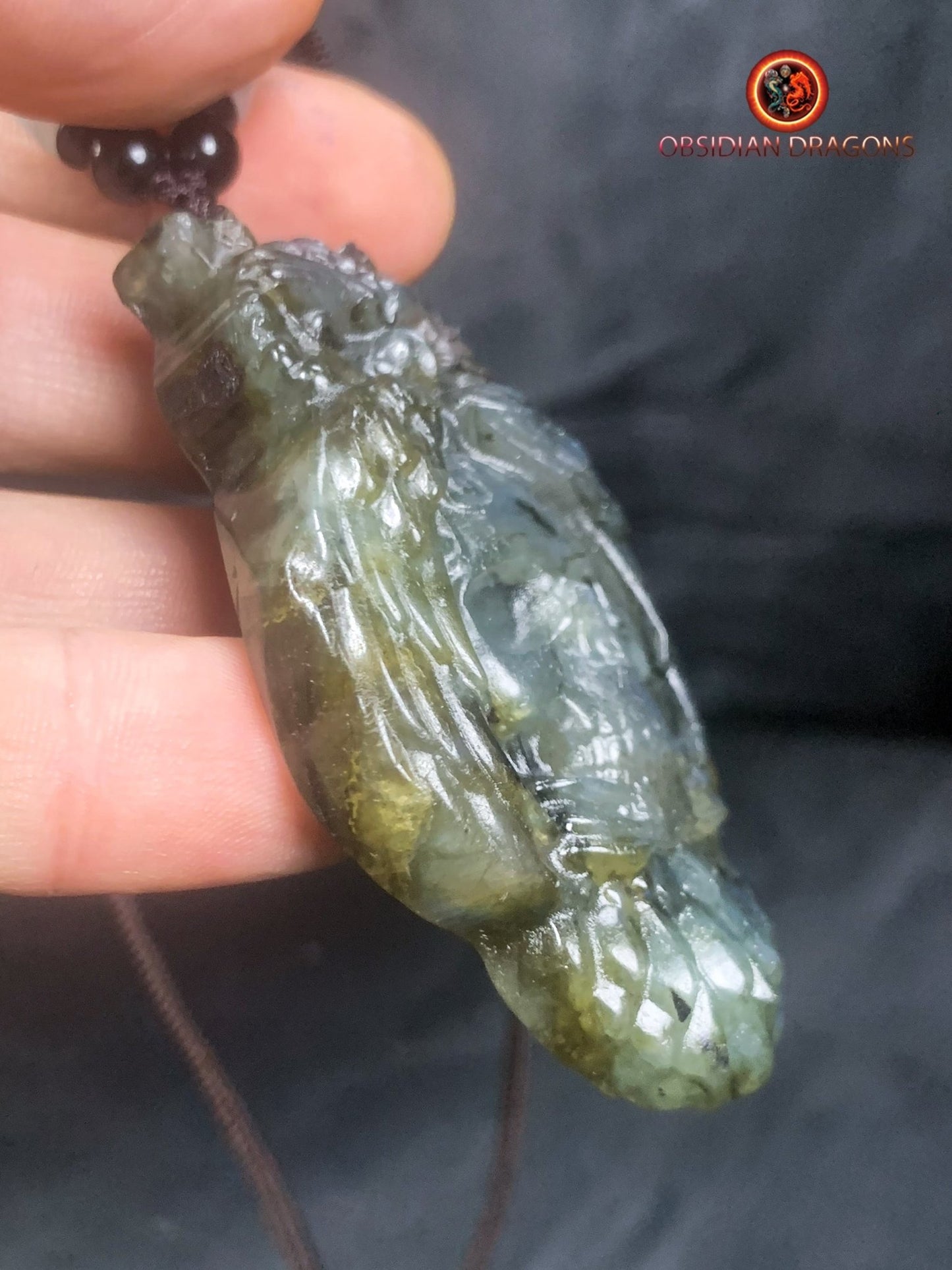 pendentif crâne et hibou en labradorite