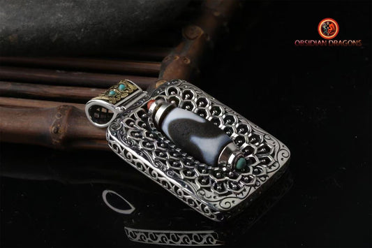 Amulette DZI "dents de tigre"- protection tibétaine