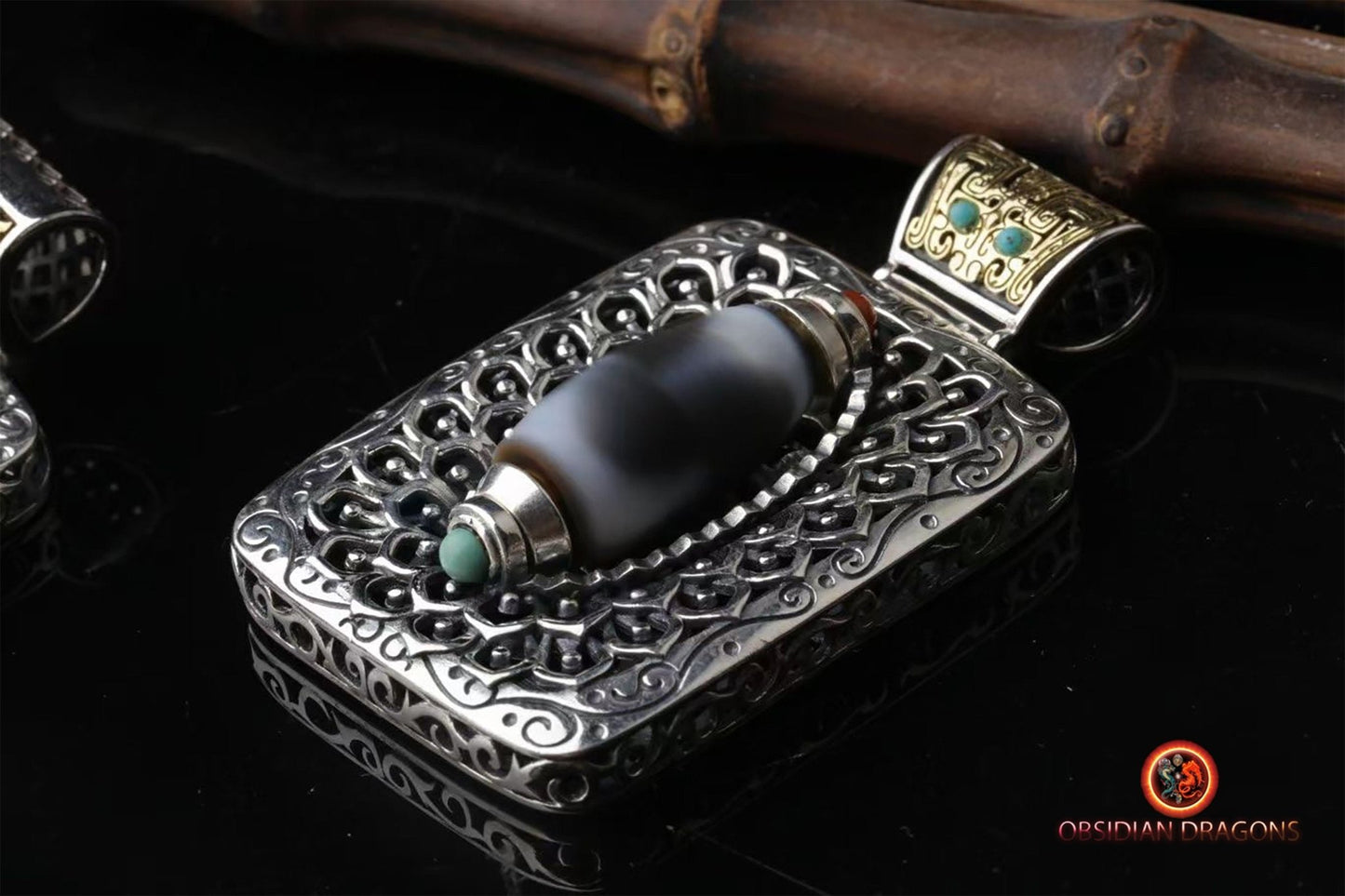 Amulette DZI "dents de tigre"- protection tibétaine