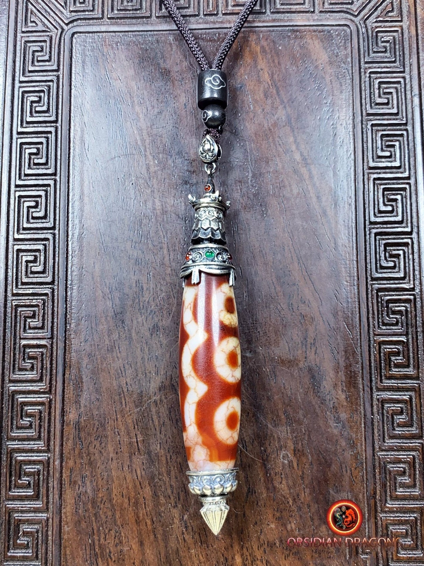 Pendentif DZI- protection tibétaine- Authentique