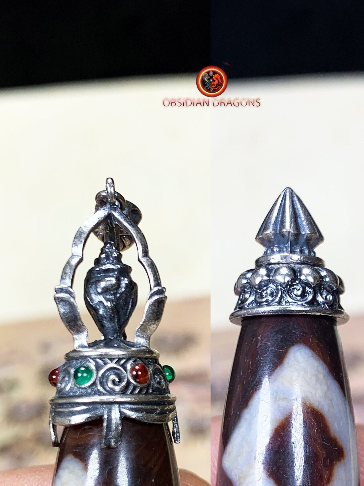 Pendentif DZI- protection tibétaine- Authentique