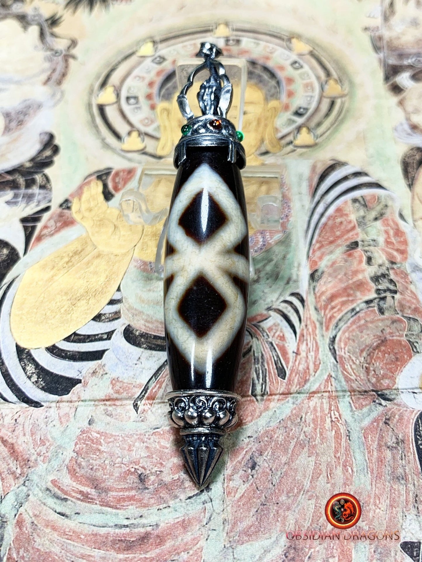 Pendentif DZI- protection tibétaine- Authentique