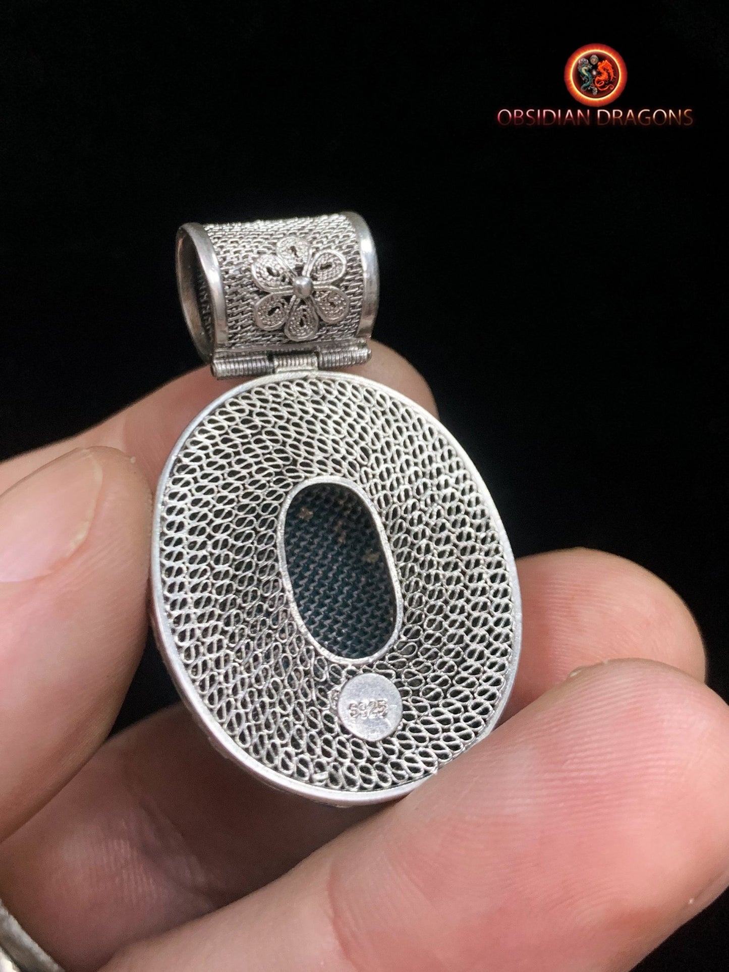 Pendentif en amazonite serti argent- Cité interdite | obsidian dragons