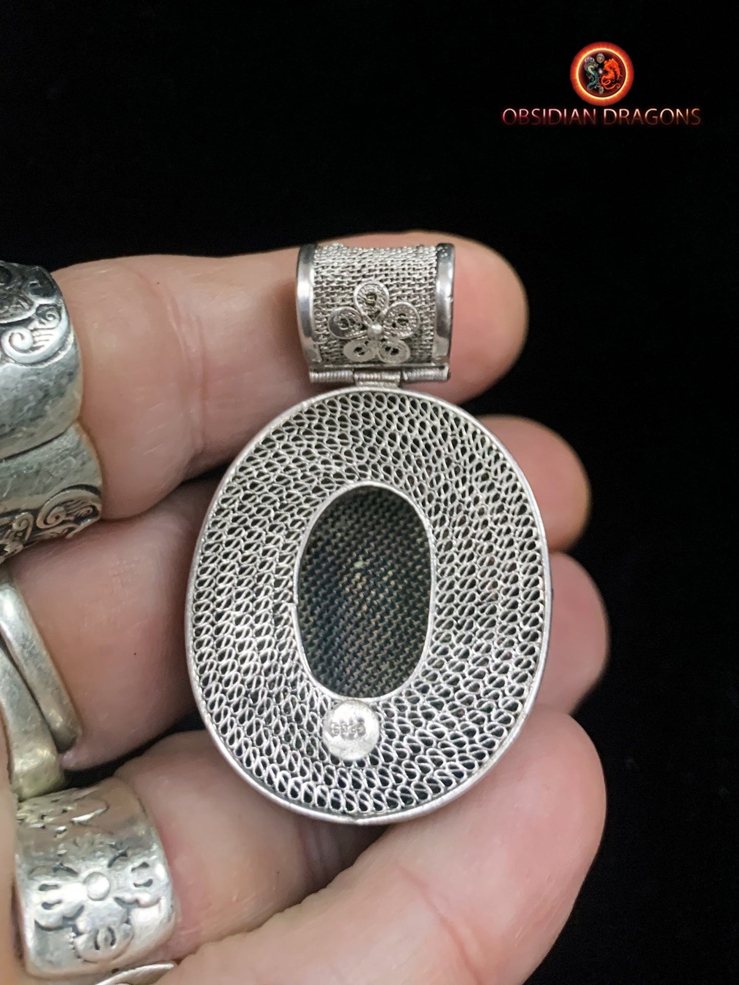 Pendentif en amazonite serti argent filigrané | obsidian dragons
