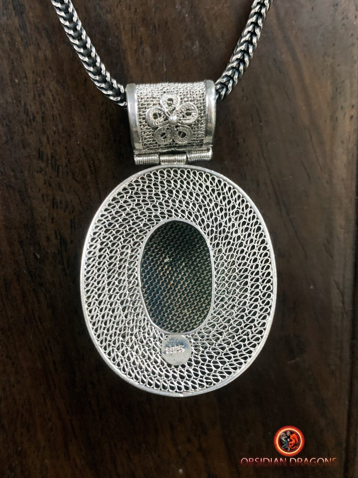 Pendentif en amazonite serti argent filigrané | obsidian dragons