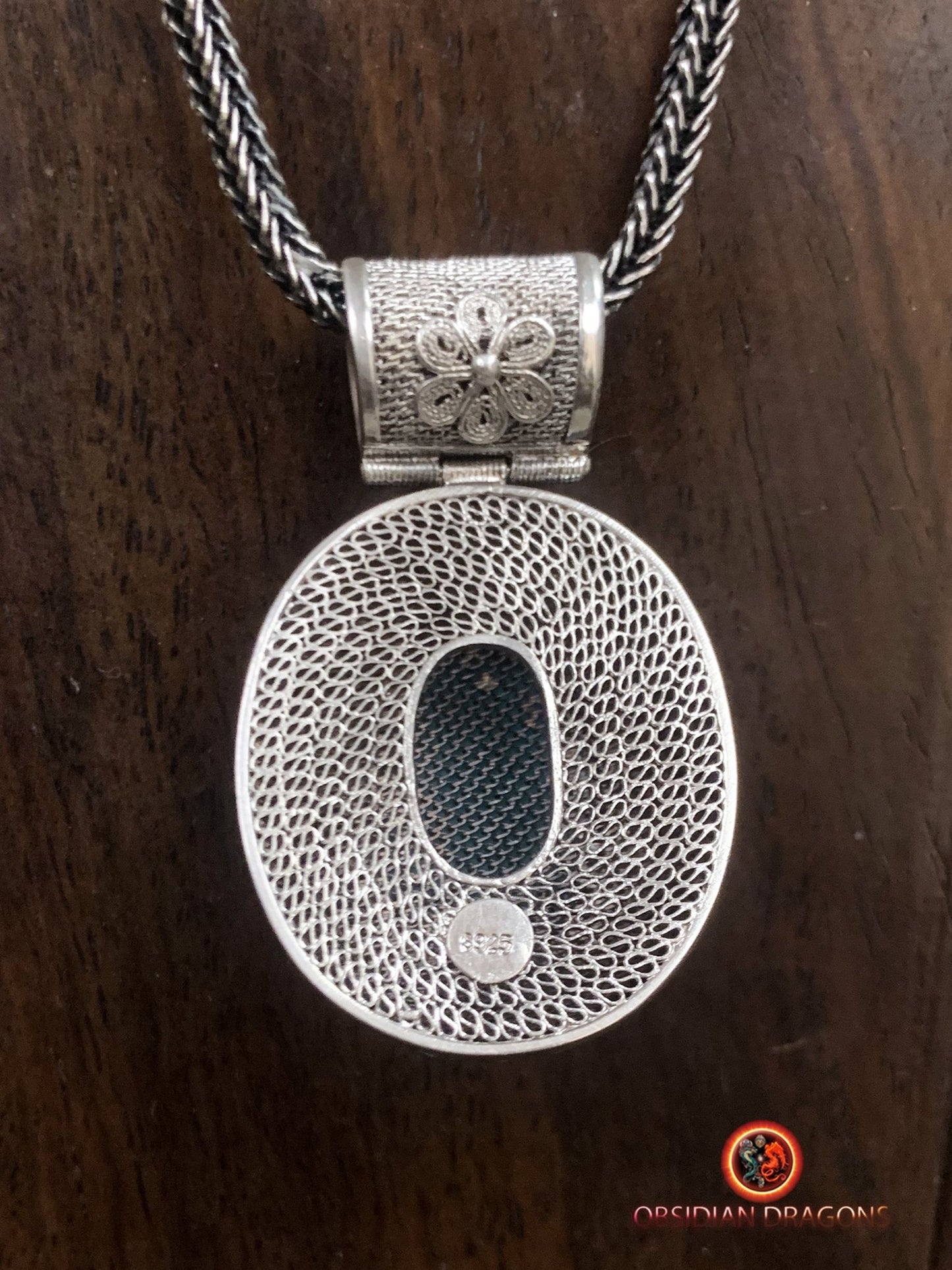 Pendentif en amazonite serti argent- Cité interdite | obsidian dragons