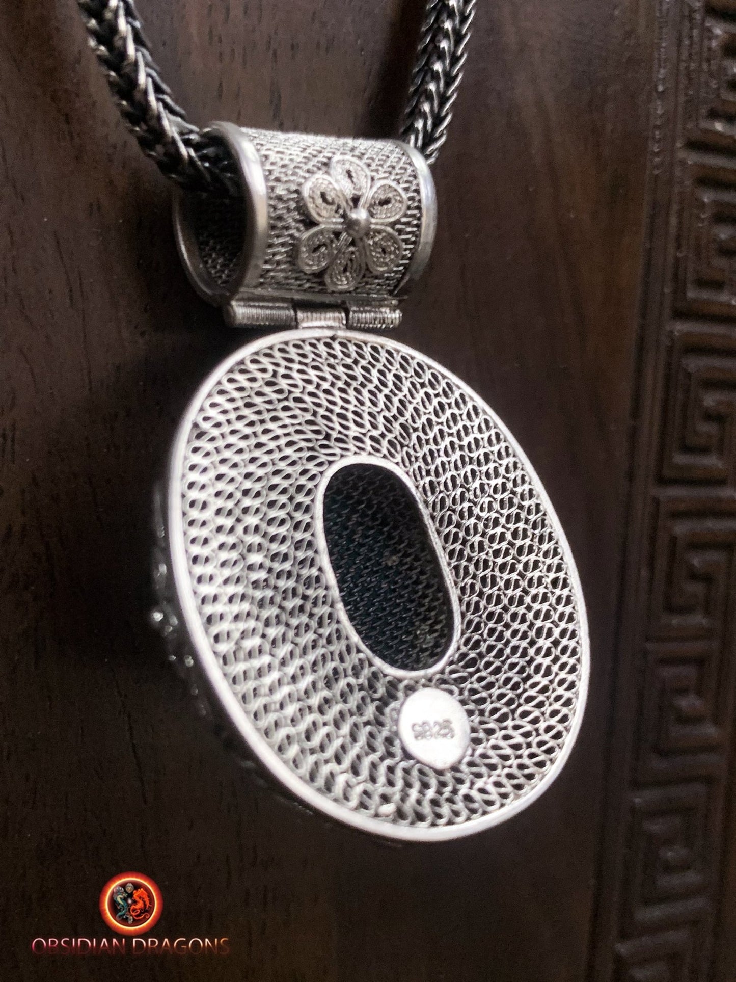 Pendentif en amazonite serti argent- Cité interdite | obsidian dragons