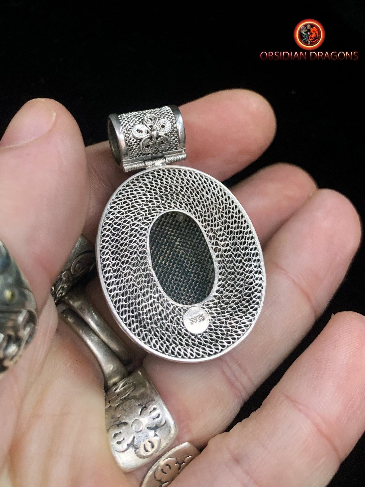 Pendentif en amazonite serti argent- Dynastie Qing | obsidian dragons