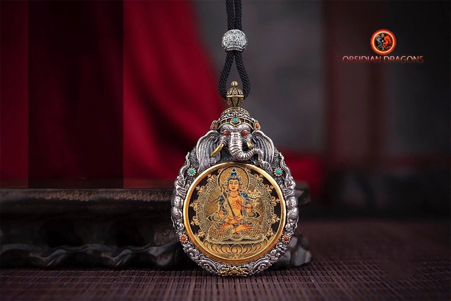 Pendentif thangka tibétain- Bouddha Akashagarbha