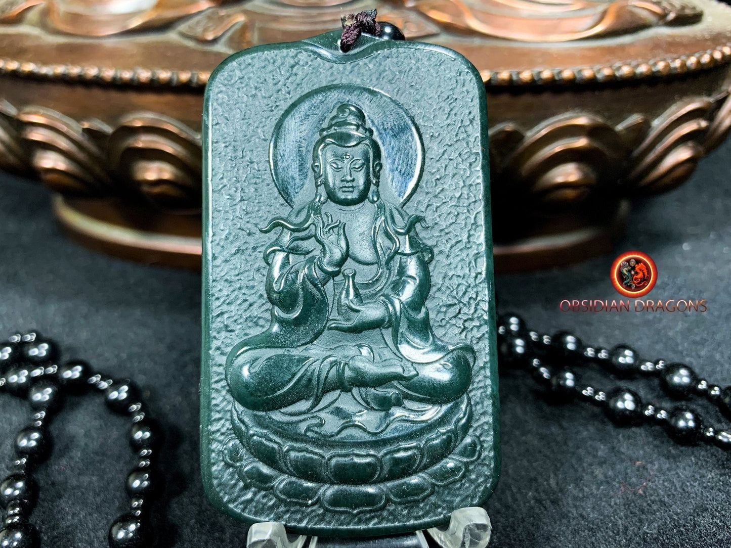Pendentif bouddha en jade- Guan Yin