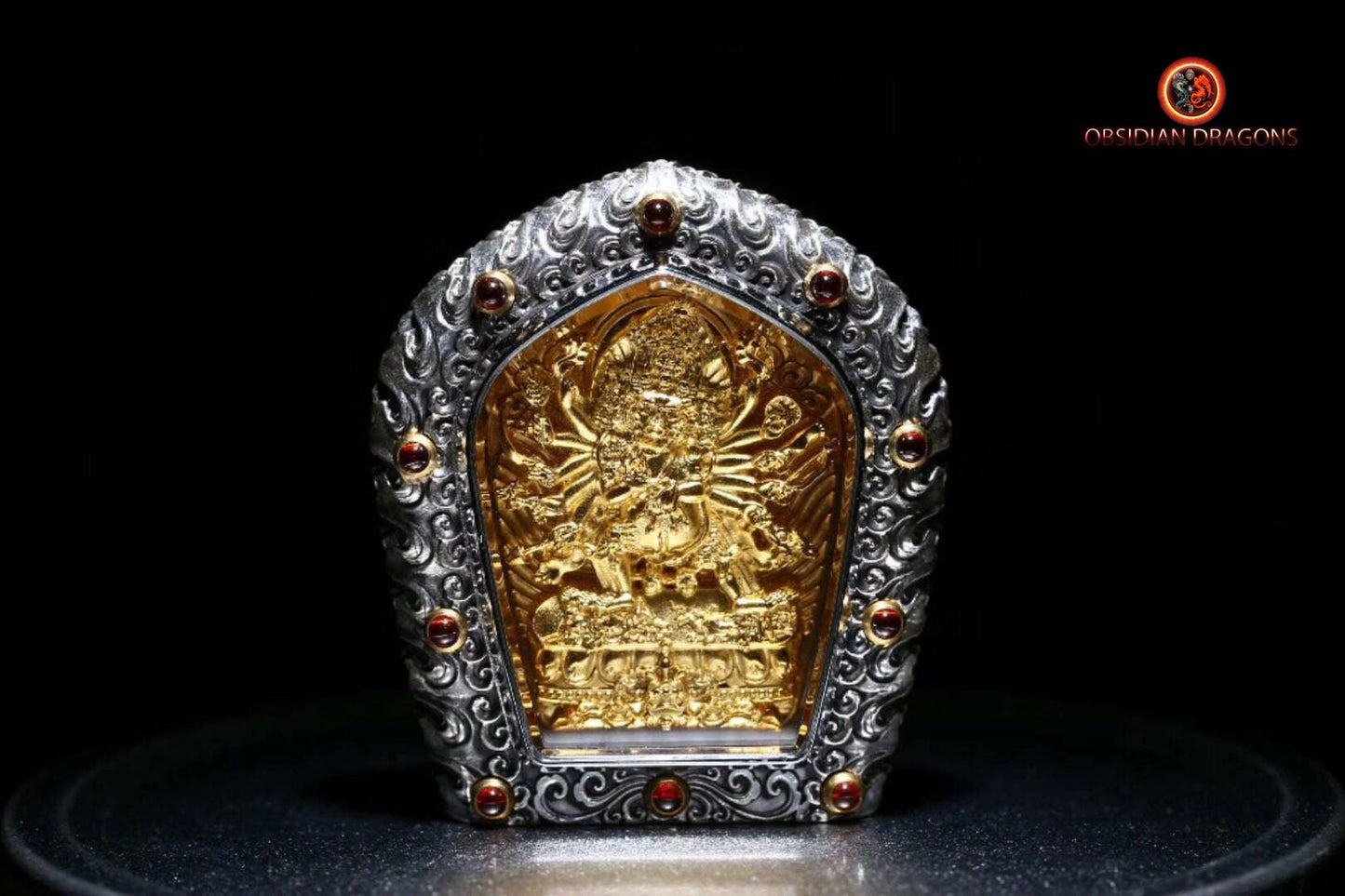 Ghau- Pendentif bouddha- Yamantaka - obsidian dragons