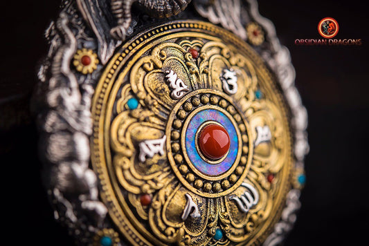 Pendentif thangka tibétain- Bouddha Mahasthamaprapta