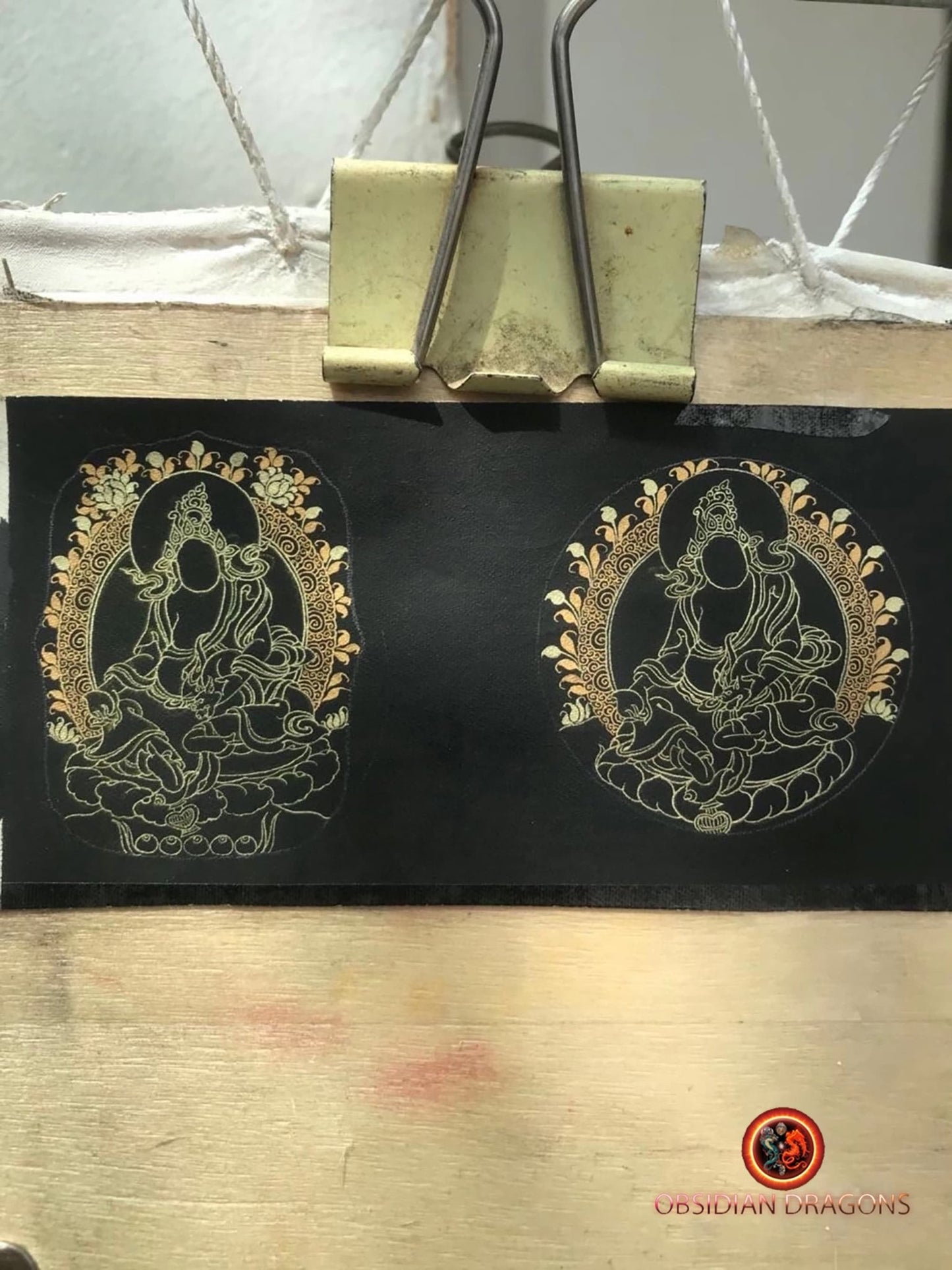 Pendentif thangka tibétain- Bouddha Samantabhadra
