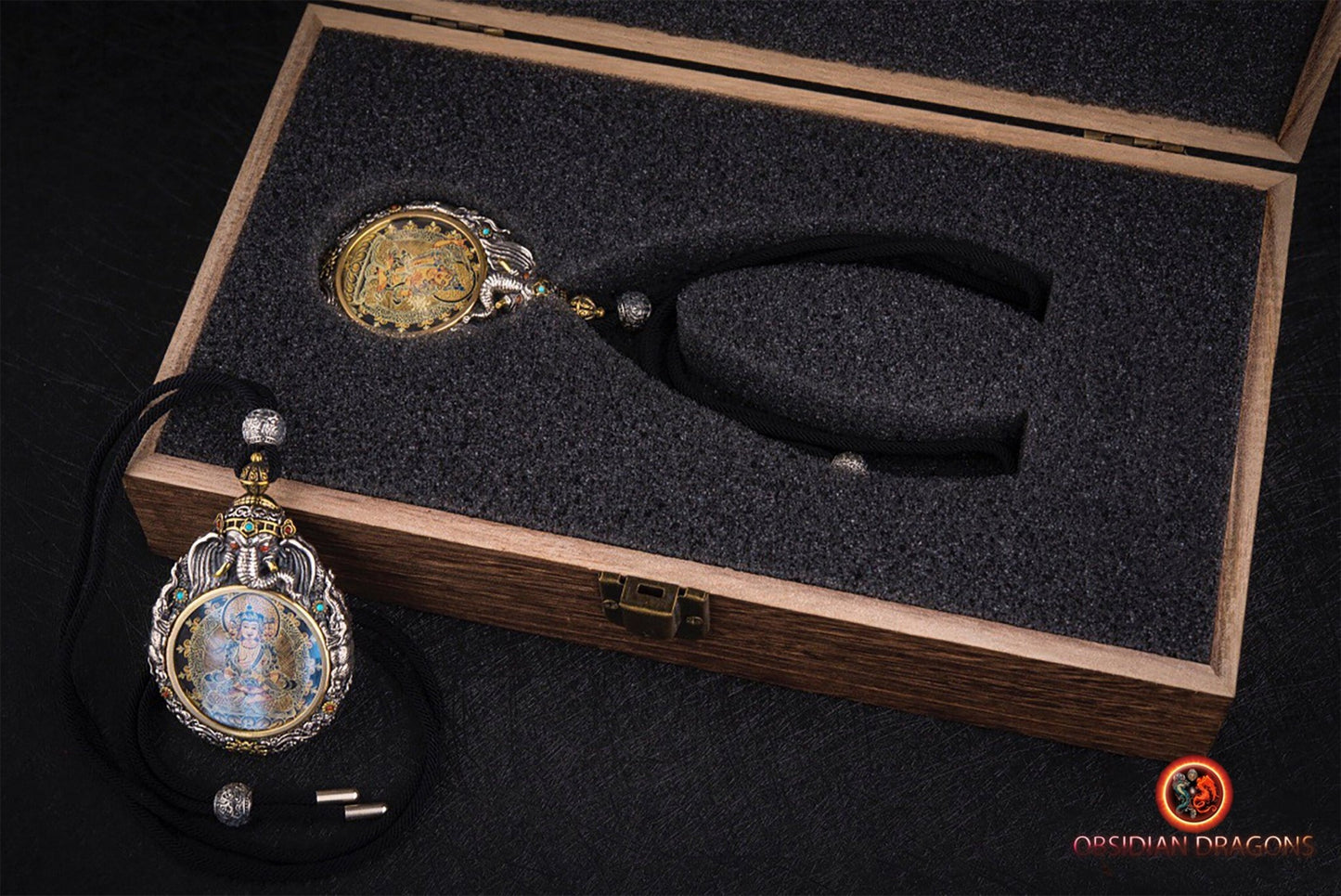 Pendentif thangka tibétain- Bouddha Samantabhadra
