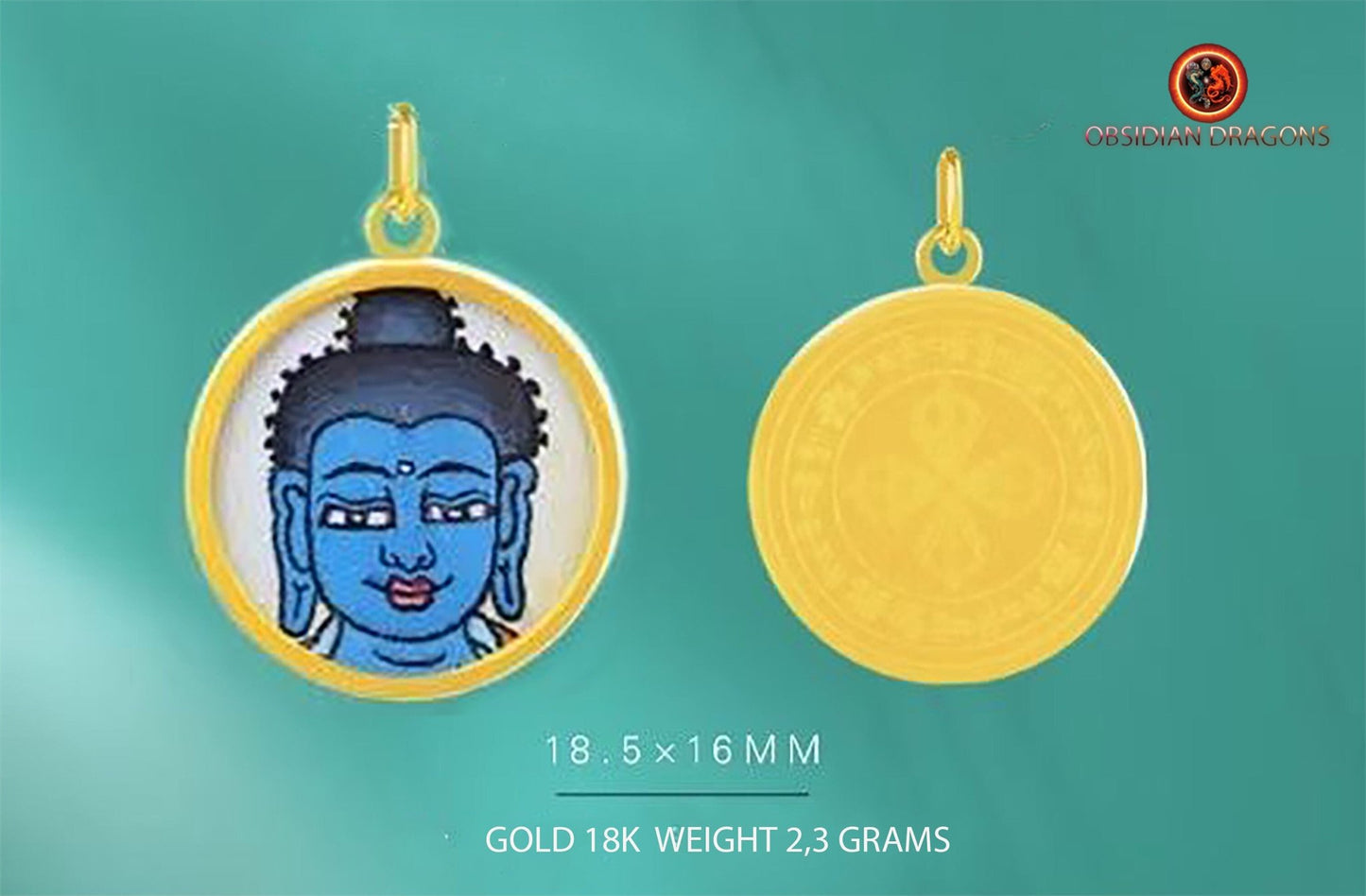 Pendentif Tangka- Bouddha médecine- Or 18K