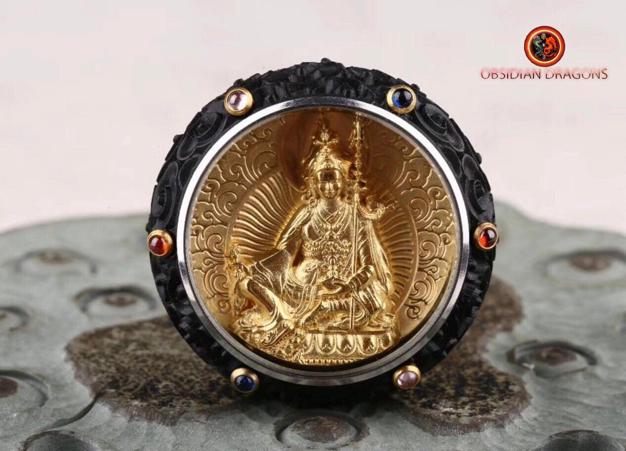 Pendentif Bouddha- Ghau- Guru Rinpoche - obsidian dragons