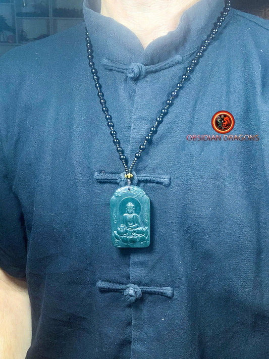 Pendentif bouddha Amitabha en jade néphrite naturel