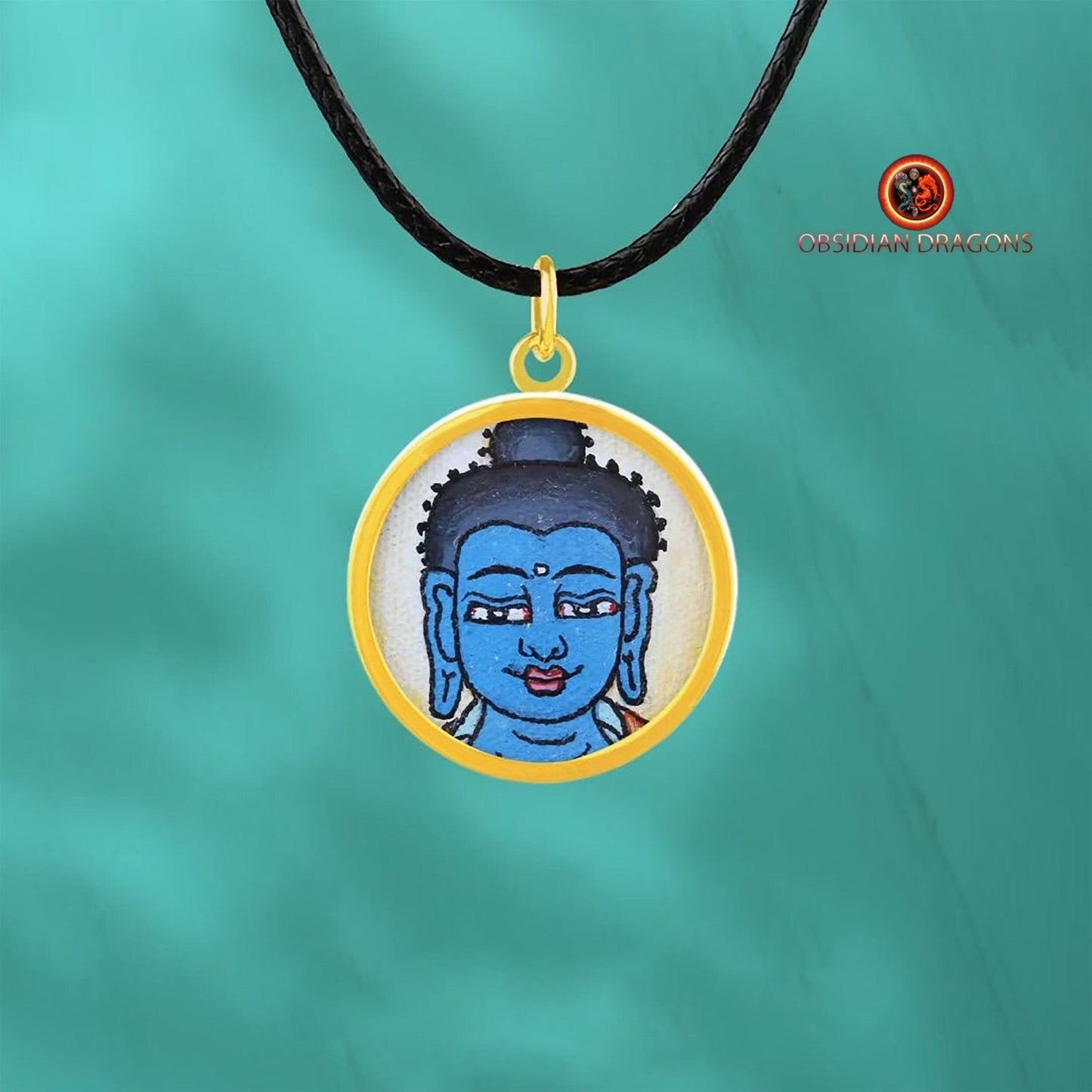 Pendentif Tangka- Bouddha médecine- Or 18K