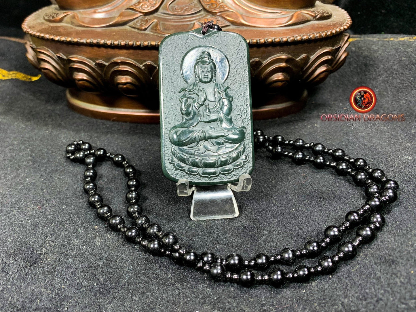 Pendentif bouddha en jade- Guan Yin