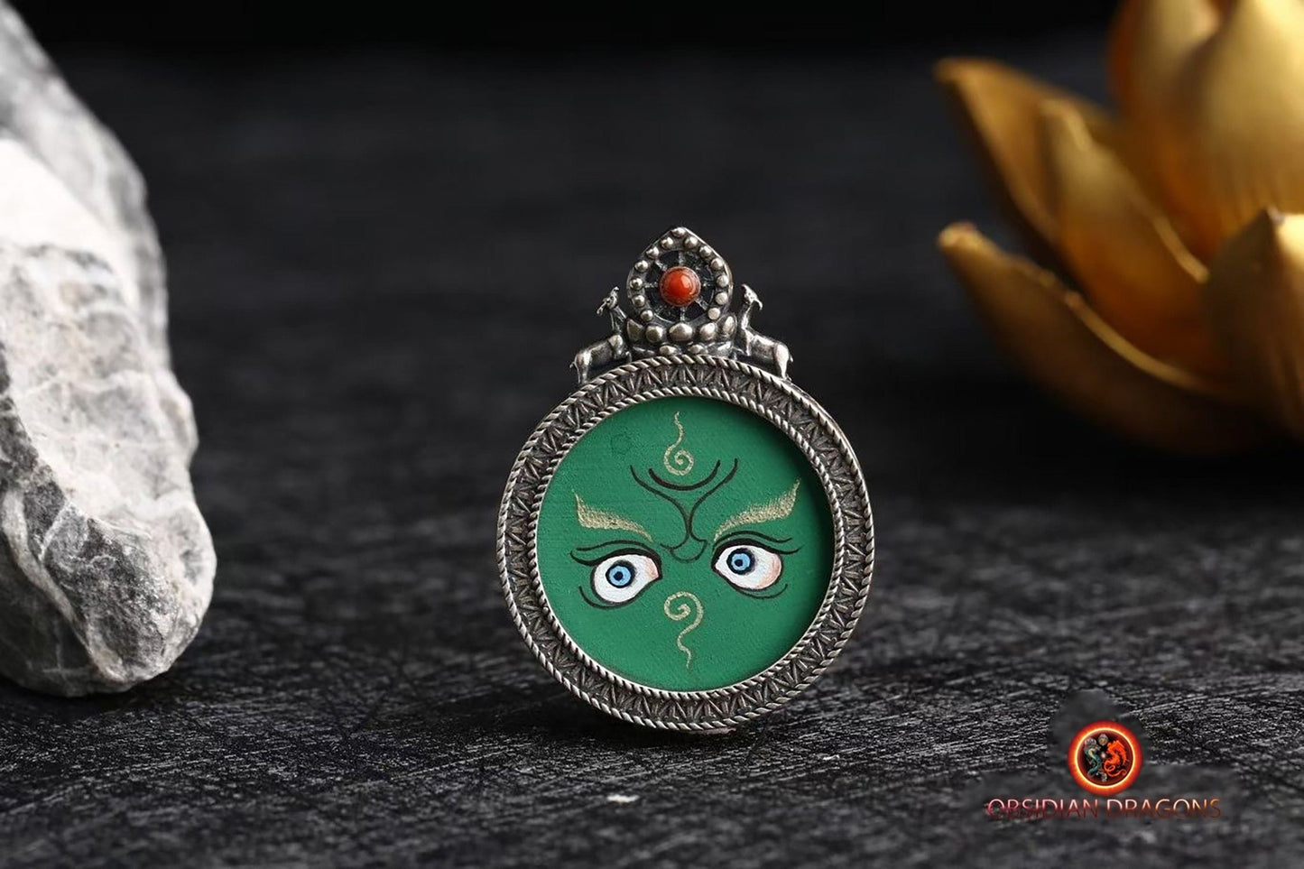 Pendentif Yeux de Bouddha Courroucés en Cinq Couleurs