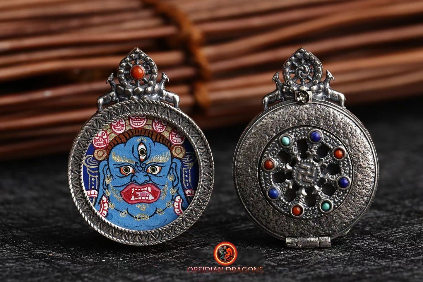 Pendentif Tangka tibétain- Mahakala
