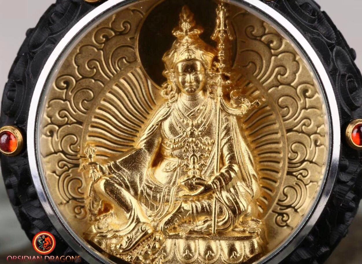 Pendentif Bouddha- Ghau- Guru Rinpoche - obsidian dragons