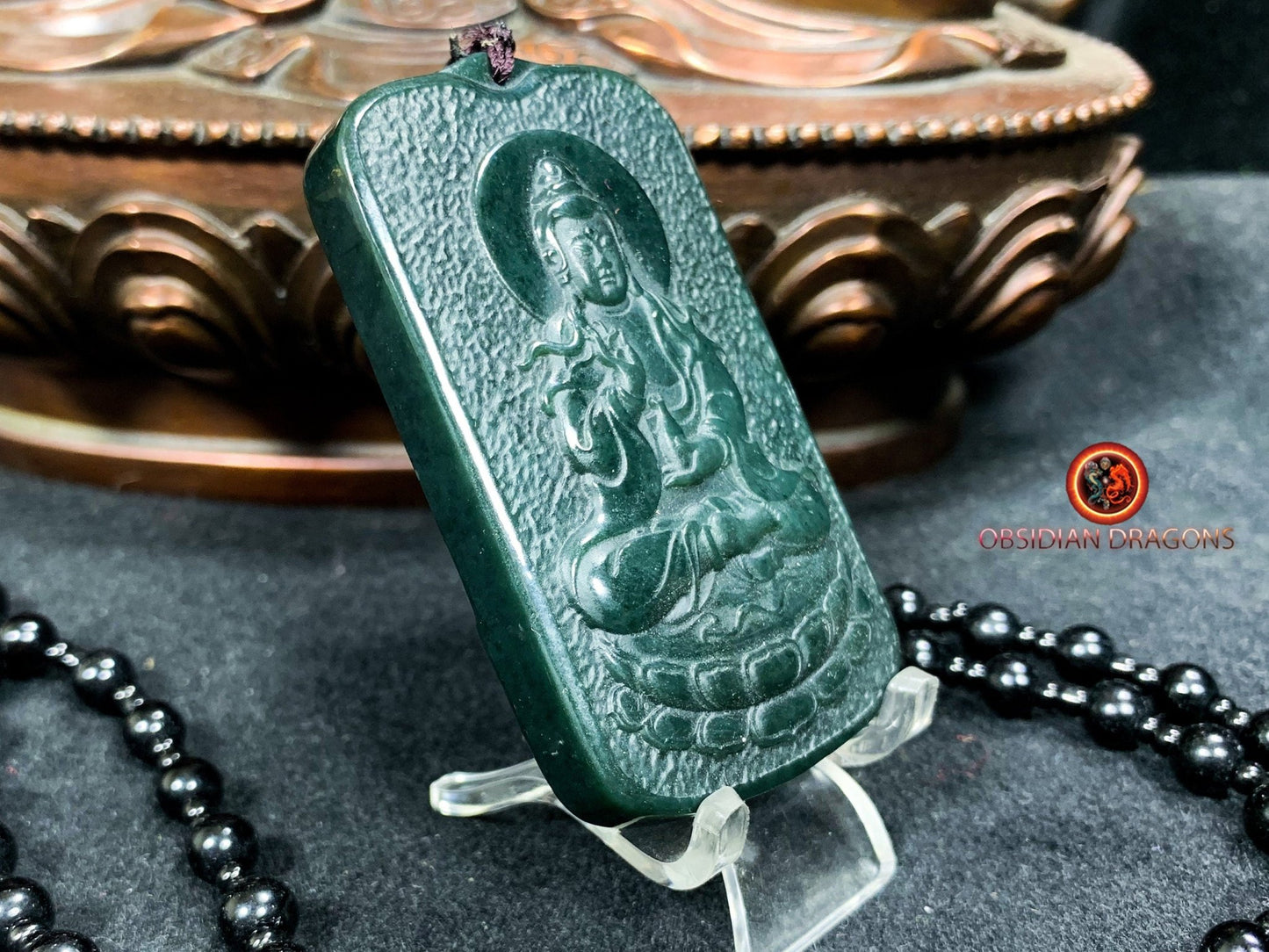 Pendentif bouddha en jade- Guan Yin